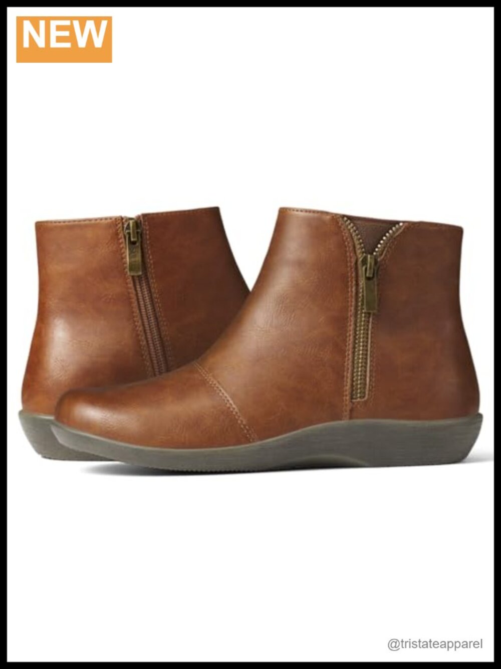 Women's Flat Ankle Boots with Side Zipper and Round Toe Casual Booties